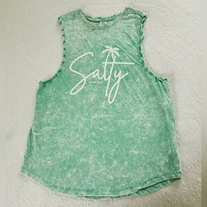 Day Break ✨️ Women's Green Cotton Graphic Tank Top Size L